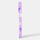 Coques Case-Mate iPhone Motif de cercles violets monogramme (Verso / Gauche)