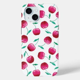 Coque Pour iPhone 15 Motif de cerise aquarelle
