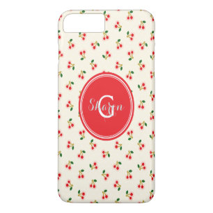 Coque iPhone 7 Plus Motif de cerise rouge rétro féminin