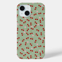 Motif de cerises sur fond vert