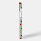 Coques Case-Mate iPhone Motif de cerises sur fond vert (Verso / Gauche)
