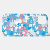 Coques Case-Mate iPhone Motif de chamouflage rose et bleu (Verso (horizontal))