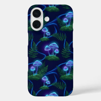 Coques iPhone 16 Motif de champignon bioluminescent