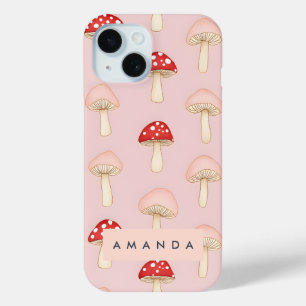 Coque Pour iPhone 15 Motif de champignon rose vif