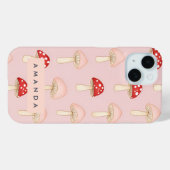 Coques Case-Mate iPhone Motif de champignon rose vif (Verso (horizontal))