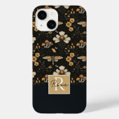 Coques Case-Mate iPhone Motif de champignons et de fleurs avec nom (Verso)