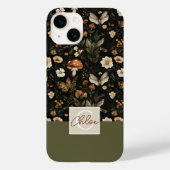 Coques Case-Mate iPhone Motif de champignons et de fleurs avec nom (Verso)