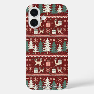 Coques iPhone 16 motif de chandail mignon et moche de noël