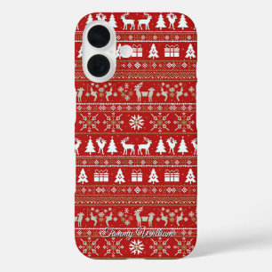 Coques iPhone 16 motif de chandail mignon et moche de noël