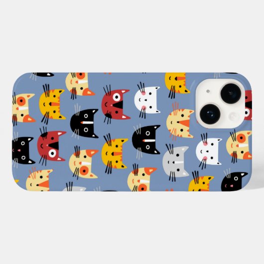 Coques Case-Mate iPhone Motif de chat bleu (Verso (horizontal))