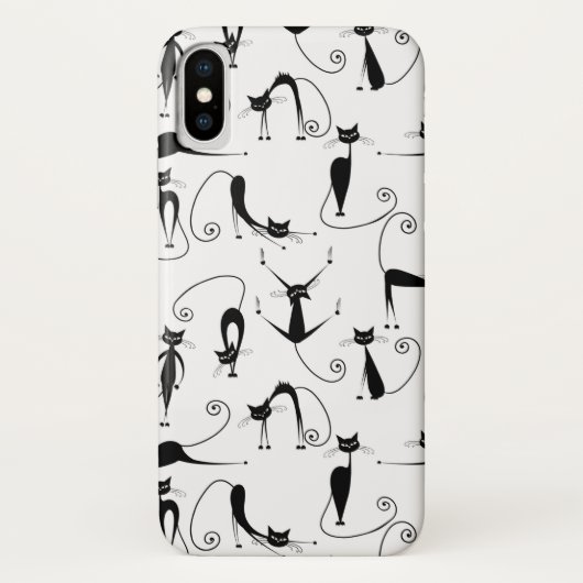 Coques Case-Mate iPhone Motif de chat noir élancé fantaisiste (Dos)