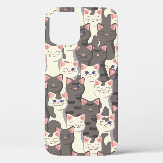 Coques Case-Mate iPhone Motif de chats blancs et gris (Verso)