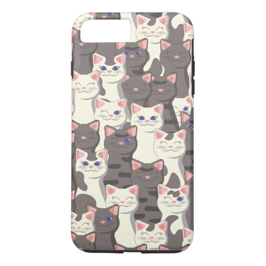 Coques Case-Mate iPhone Motif de chats blancs et gris (Dos)