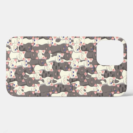 Coques Case-Mate iPhone Motif de chats blancs et gris (Verso (horizontal))
