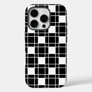 Coques iPhone 16 Pro Motif de chèques en noir et blanc