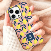 Coques Case-Mate iPhone Motif de citron monogramme