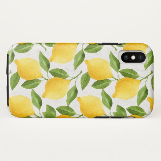 Coques Case-Mate iPhone Motif de citrons d'aquarelle (Dos (Horizontal))
