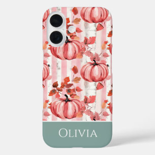 Coques iPhone 16 motif de citrouille et de feuilles coloré personna