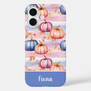 Coques iPhone 16 motif de citrouille et de feuilles personnalisé co