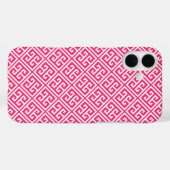 Coques Case-Mate iPhone Motif de clé grecque rose chaud (Verso (horizontal))
