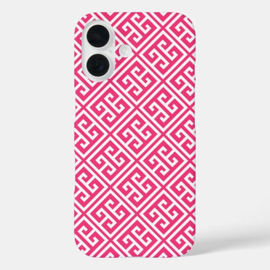 Coques Case-Mate iPhone Motif de clé grecque rose chaud (Verso)