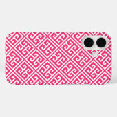 Coques Case-Mate iPhone Motif de clé grecque rose chaud (Verso (horizontal))