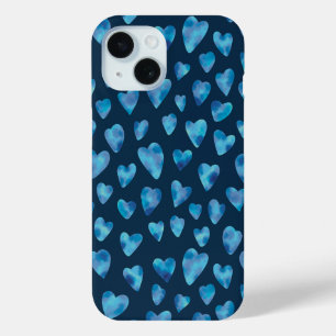 Coque Pour iPhone 15 Motif de coeur d'amour bleu marine