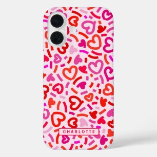 Coques iPhone 16 Motif de cœur d'amour romantique rose violet rouge
