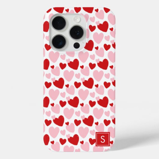 Coques Case-Mate iPhone Motif de coeur mignon rose rouge tacheté Personnal (Verso)