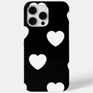 Coque iPhone 15 Pro Max Motif de coeur noir et blanc