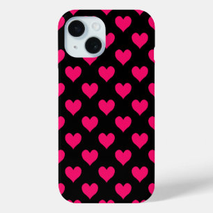Coque Pour iPhone 15 Motif de coeur noir et rose