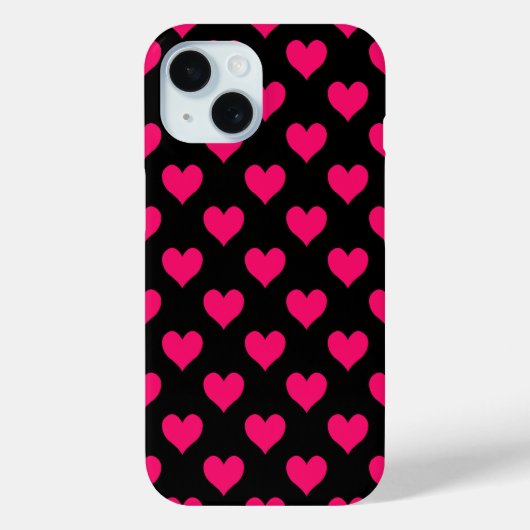 Coques Case-Mate iPhone Motif de coeur noir et rose (Verso)