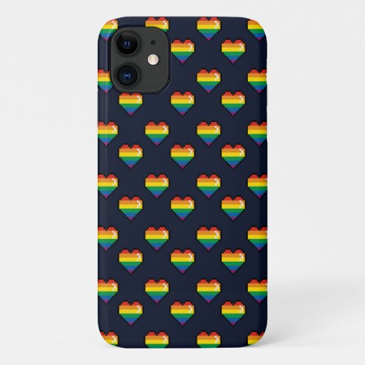 Coques Case-Mate iPhone Motif de coeur Rainbow 8 Bit (Dos)