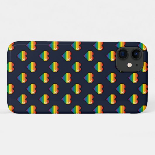 Coques Case-Mate iPhone Motif de coeur Rainbow 8 Bit (Dos (Horizontal))