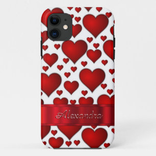 Coque iPhone 11 Motif de coeur romantique personnalisé