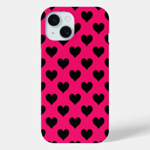 Coque Pour iPhone 15 Motif de coeur rose et noir