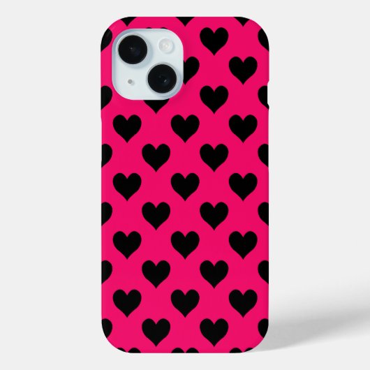 Coques Case-Mate iPhone Motif de coeur rose et noir (Verso)