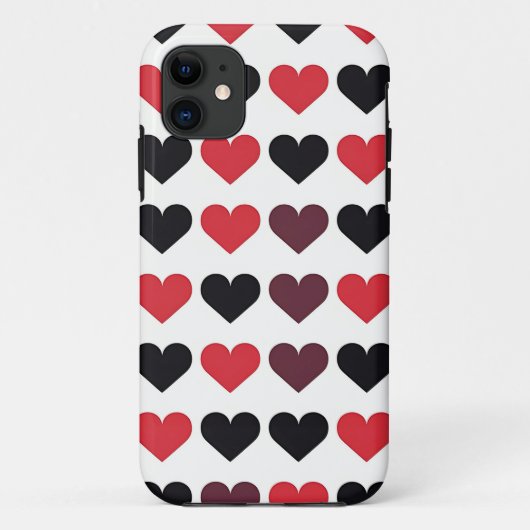 Coques Case-Mate iPhone Motif de coeur rouge et noir (Dos)