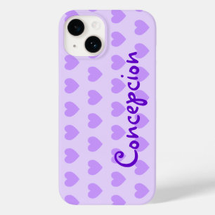 Coque Pour iPhone 14 Motif de coeur violet clair personnalisé