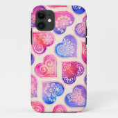Coques Case-Mate iPhone Motif de cœurs en dentelle à l'aquarelle (Dos)