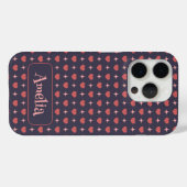 Coques Case-Mate iPhone Motif de cœurs mignons Texte personnalisé (Verso (horizontal))