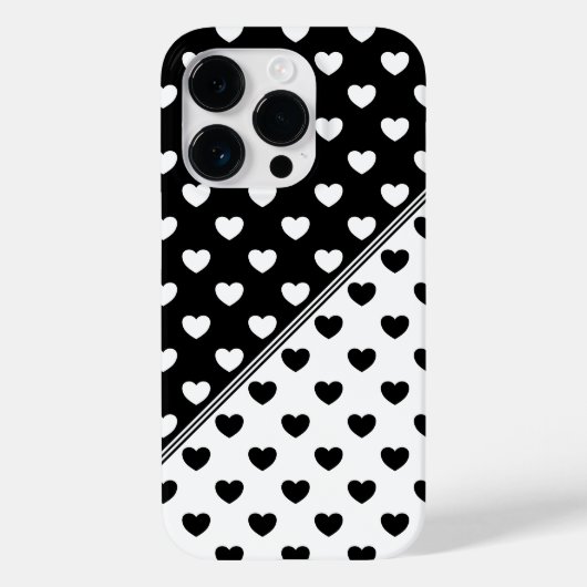 Coques Case-Mate iPhone Motif de Coeurs Noir Et Blanc Élégant (Verso)