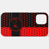 Coques Case-Mate iPhone Motif De Coeurs Noirs Et Rouges Élégant, Monogramm (Verso (horizontal))