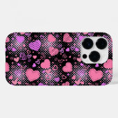 Coques Case-Mate iPhone Motif de cœurs roses 01 Fond noir (Verso (horizontal))