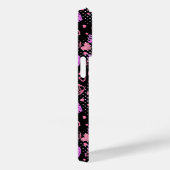 Coques Case-Mate iPhone Motif de cœurs roses 01 Fond noir (Verso / Droite)