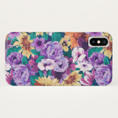 Coques Case-Mate iPhone Motif de collage de fleurs d'été violettes et jaun (Dos (Horizontal))