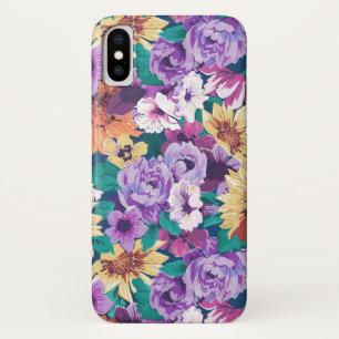Case-Mate iPhone Case Motif de collage de fleurs d'été violettes et jaun