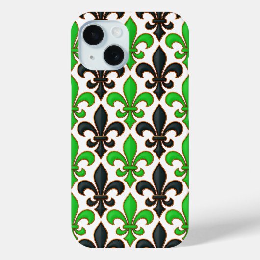 Coques Case-Mate iPhone Motif de conception de fleur de lis baroque noir v (Verso)