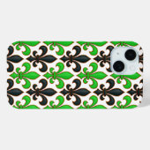 Coques Case-Mate iPhone Motif de conception de fleur de lis baroque noir v (Verso (horizontal))