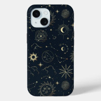 Motif de constellation d'étoile d'or bleu minuit